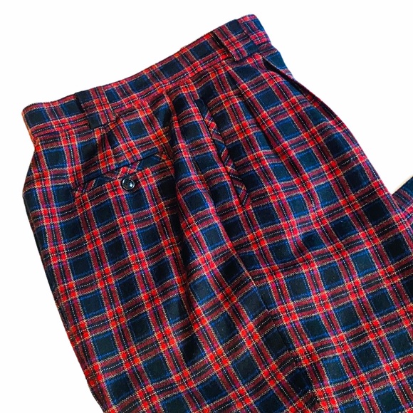 Vintage 90s Giorgio Sant’Angelo Wool Plaid Pants - Picture 3 of 7